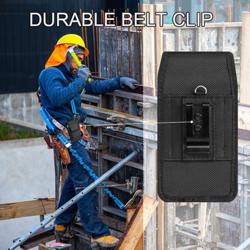 Kakulan Heavy Duty Nylon Phone Holster with Belt Clip, Fits iPhone 17/16/15/14 Pro Max & Samsung Galaxy S25+/S24+/S23+, Case-Friendly Rugged Cell Phone Pouch for Men by KaKuLan - Image 3