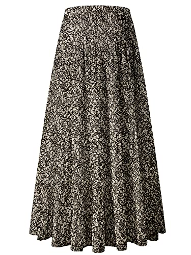 Image of NASHALYLY Women's Chiffon Elastic High Waist Pleated A-Line Flared Maxi Skirts