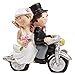 Decorazione per torta nuziale, sposa e sposo su una moto, pietra, 1 confezione