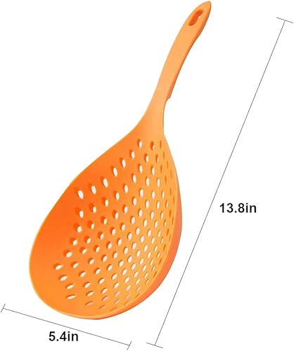 Miniatura 2 de 2 piezas colador de cuchara ranurada para pasta, cuchara de plástico con asa, pala de drenaje de alimentos para cocina, blanco y naranja, 13.8 x 5.4