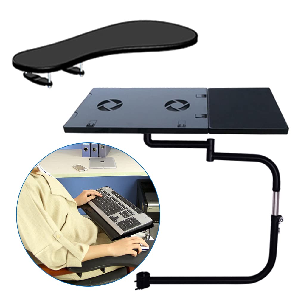 Soporte para teclado y reposabrazos, teclado con alfombrilla de ratón, soporte para ordenador portátil y ventilador USB, portátil, codo, reposamuñecas, acero