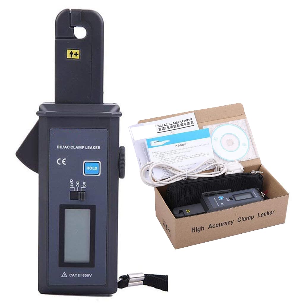AC DC Leakage Clamp Meter with AC DC 0 to 60A Automotive Leakage Current clamp Meter AC 45Hz to 400Hz DC 0 to 10kHz Frequency Response Line Voltage Below 600V Store Data 99 Groups