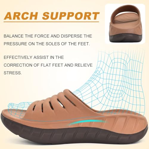 Image of KuaiLu Mens Recovery Sandals Orthotic Arch Support Open Toe Sport Slides Thick Cushion Orthopedic Plantar Fasciitis Slip On Wide Width Summer Pool Beach Waterproof