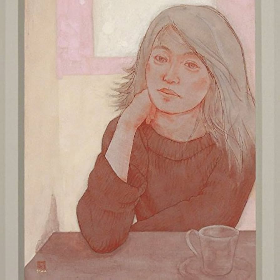 油彩画 人物画 オレンジ系 抽象油絵 人物像 オレンジ色 （女性の顔の抽象的な油絵