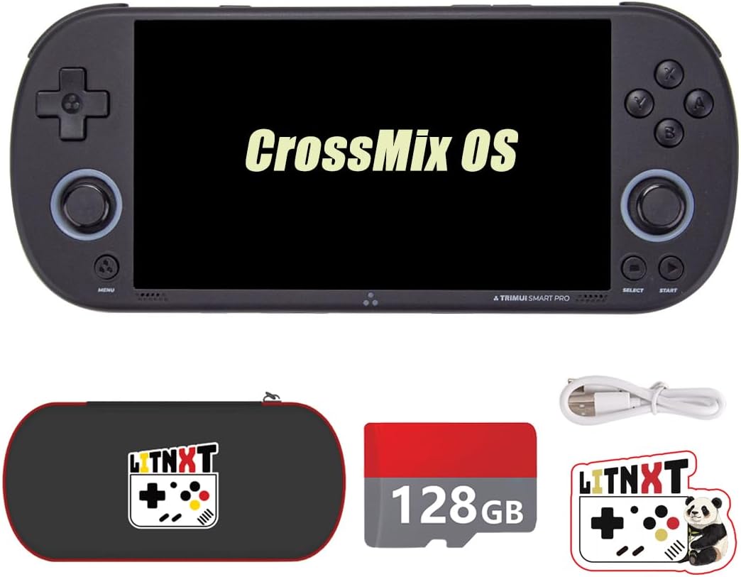 TRIMUI Smart PRO with CrossMix OS Handheld Game Console, 4.96 inch IPS Retro Gaming Console Portable Retro Video Game Player with Storage Case, Xmas Gift for Adults