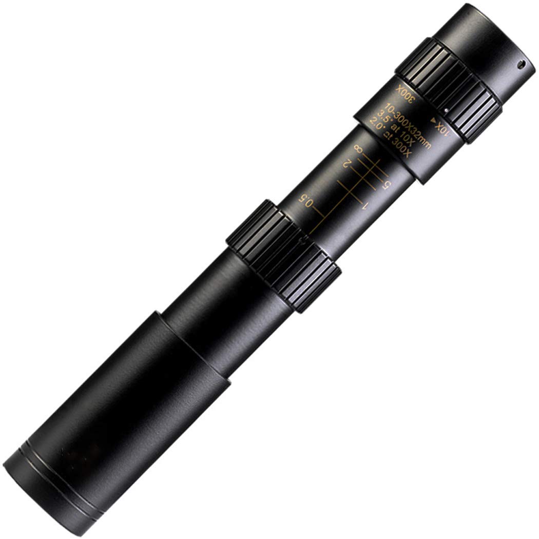 Telescopio monocular portátil, Totalmente metálico, teleobjetivo Externo HD S con Zoom 10-300x, telescopio con Zoom Doble Ajuste para teléfono móvil Exteriores con trípode.