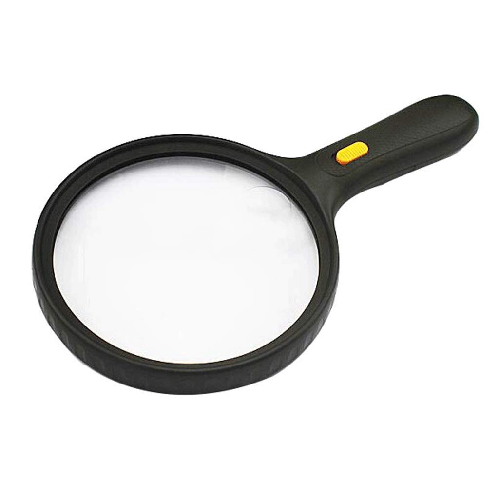 ZLXDP Large-diameter hand-held magnifying glass 10 times high-definition high-old elderly reading newspaper reading children