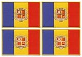 Juego de cuatro – Bandera de Andorra – Negro VeIcro/gancho y lazo trasero – Parche bordado/insignia/emblema