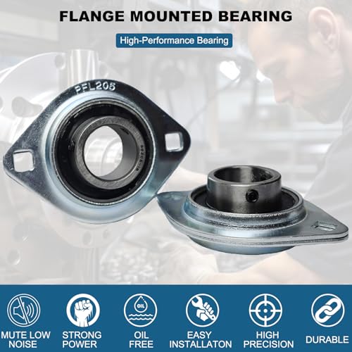 Image of 2 Pack SBPFL205-16 Pillow Block Bearings 1 inch Bore Bearing Units Steel Flange Mounted Bearing Housing Pressed Steel Flange Bearing (SBPFL205)