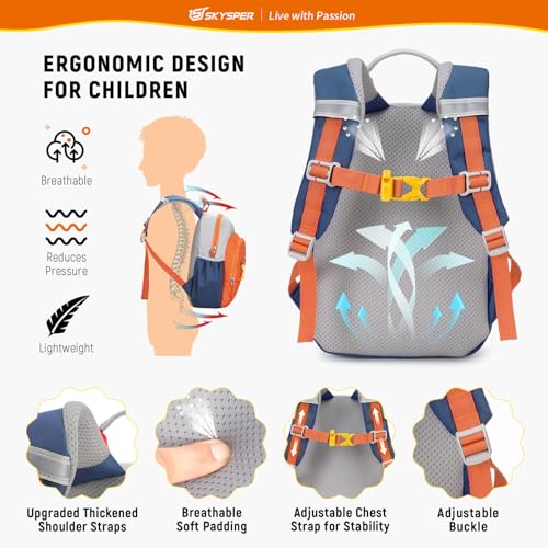 SKYSPER Toddler Backpack for Boys Girls Kids Travel Backpack Preschool Kindergarten Travel Daypack(Orange)3