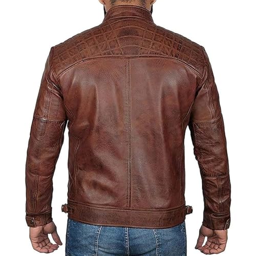 Chaqueta de cuero sintético para hombre estilo motociclista miniatura 3