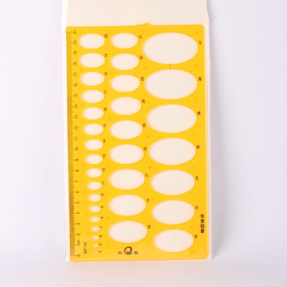 Modello Cerchio Forma Ellisse Righelli Geometrici in Plastica Stencil Cerchiometro Disegno Tecnico 2 pezzi