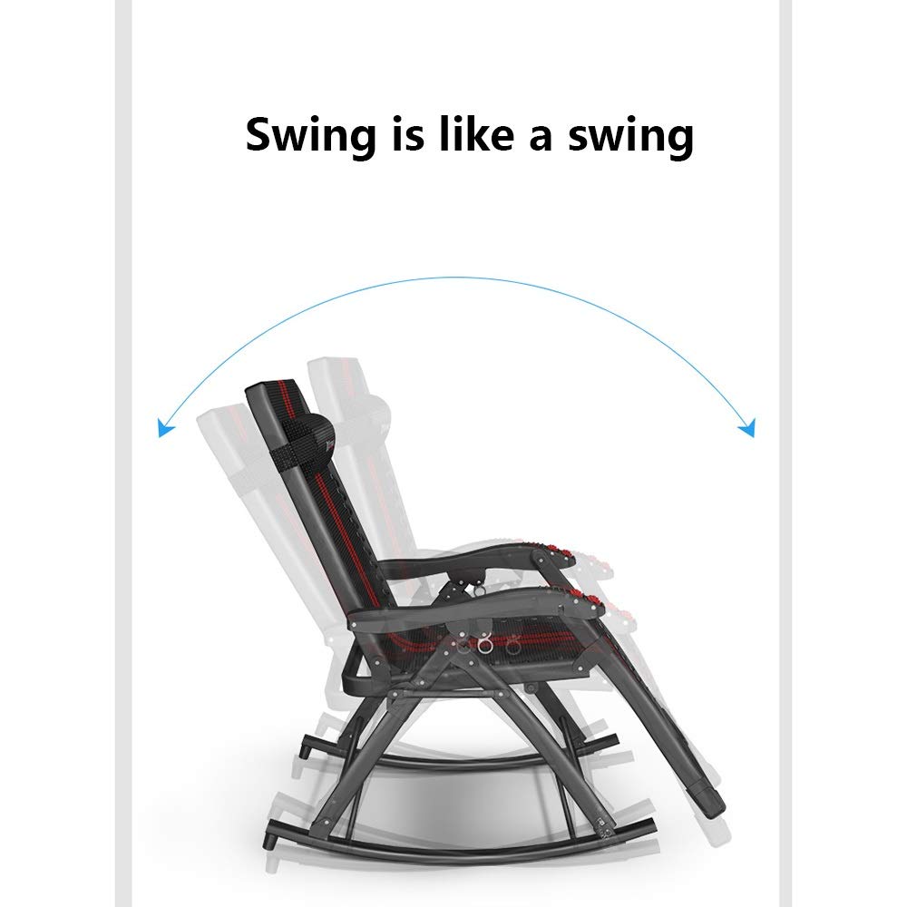 Tumbonas Silla de gravedad cero de gran tamaño, reclinador de césped, silla de tumbona reclinable de 0-170 grados, cacahuga portátil plegable, con cojín suave desmontable, reposacabezas ajustabl