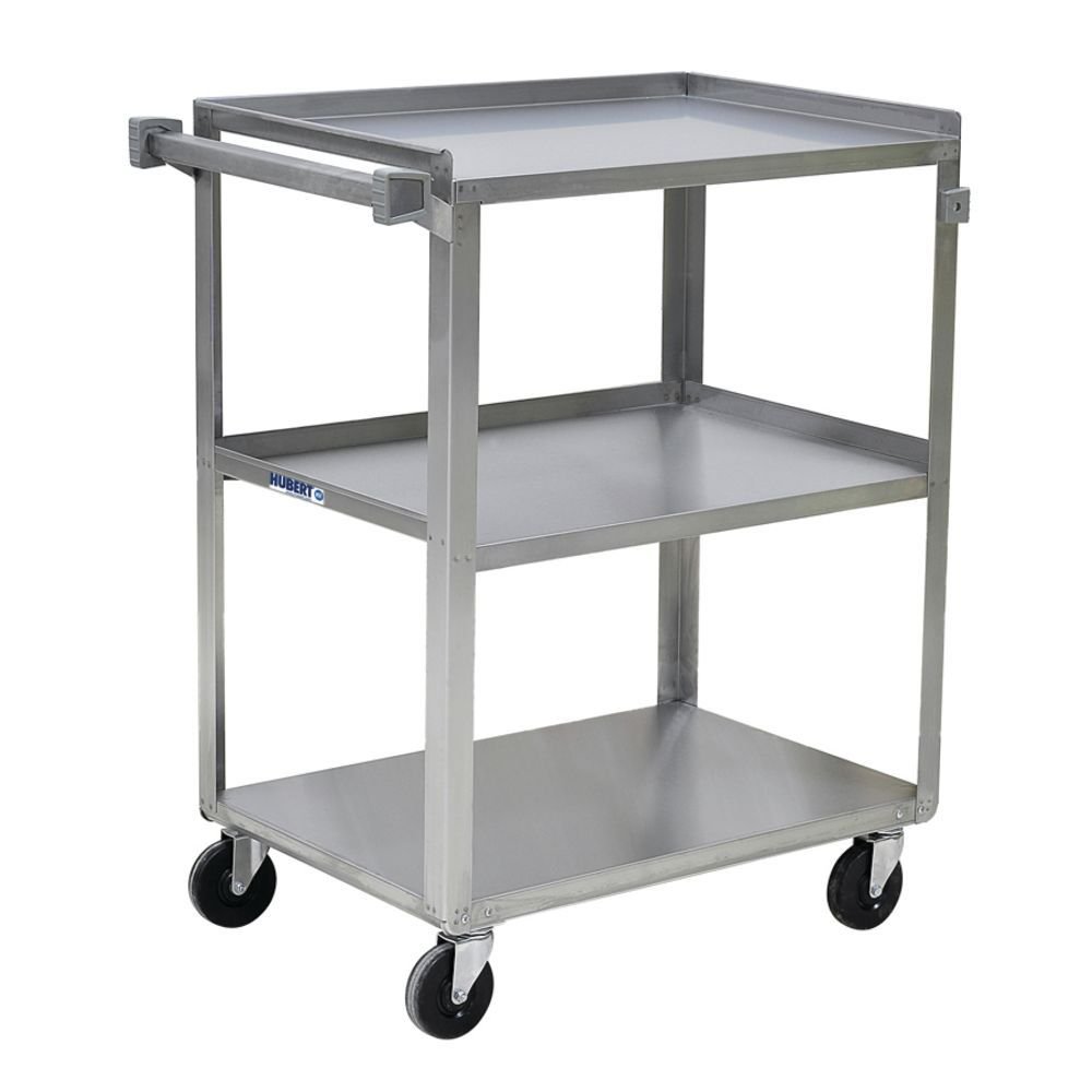 Utility Cart with 3 Shelves Stainless Steel - 31" L x 19" W x 32" H by HUBERT – Stainless Steel, Silver, Model ENC422SS