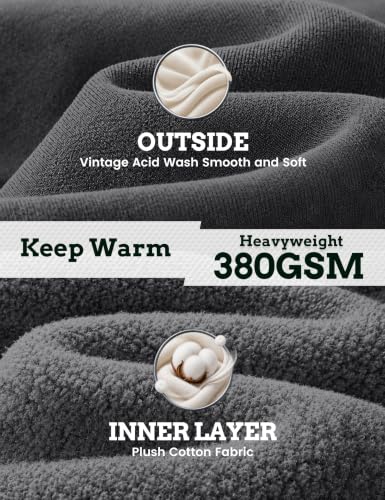 Image of FAIABLE Womens Oversized Acid Wash Hoodie Unisex Heavyweight Fleece Cotton Hoodies Vintage Washed Sweatshirt for Women