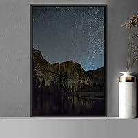 Framed Canvas Starry Night Astronomy & Space Dark Dramatic Modern Photography Stars - 16x24 inches