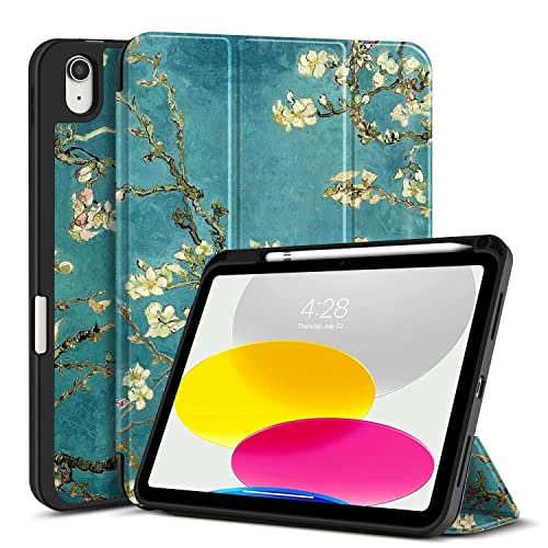 TNP Case for iPad 10th Generation Case 2022-10.9 inch iPad Case with Pencil Holder and Trifold Smart Stand Cover