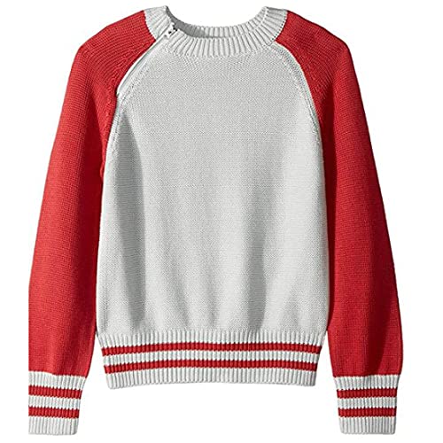 Maddie by Maddie Ziegler Girl's Raglan Colorblock Sweater (Big Kids) Orange/Ivory MD (8-10 Big Kids)