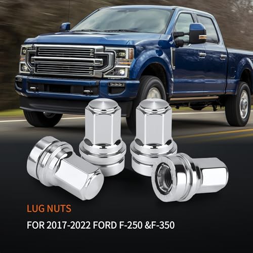 Image of F250 Lug Nuts, 32 Pcs M14x1.5 One-Piece Design Chrome Lug Nuts for 2017-2026 Ford F250 F350 Super Duty, HCPZ-1012-B HCPZ-1012-A