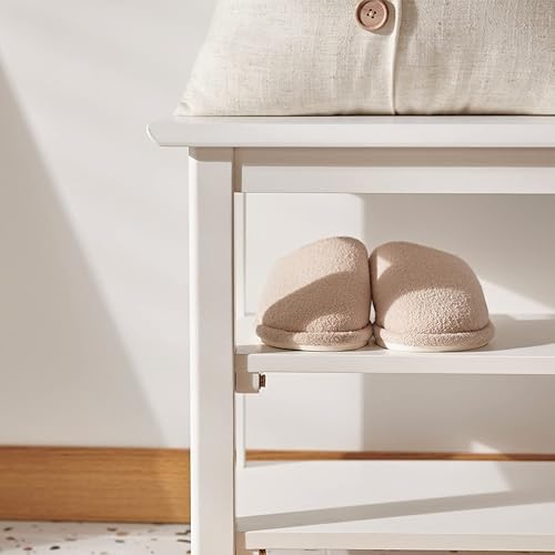 Miniatura 5 de Banco de zapatos con almacenamiento para entrada, 24 pulgadas, banco pequeño para zapatos con estante organizador de 3 niveles para pasillo,