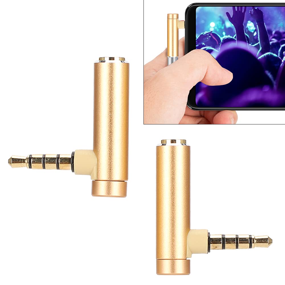 Vkander Adattatore Audio 3.5 Mm Angolo Retto – 2 Pezzi Convertitore Jack Per Cuffie E Microfono, Placcato Oro, Metallico