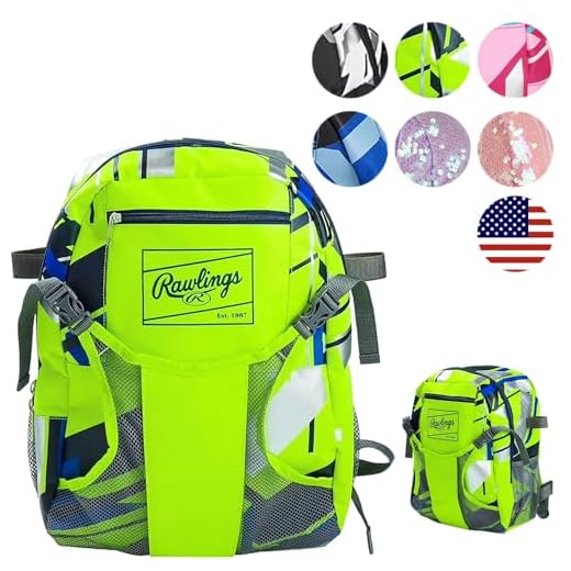 Rawlings | REMIX Backpack Equipment Bag | T-Ball & Youth Baseball / Softball | Green