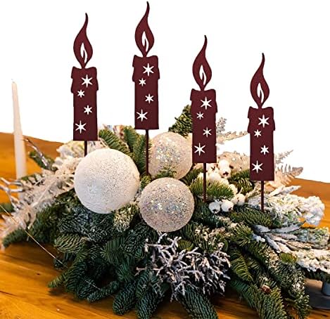 KRONLY Gartenstecker Kerzen 4er Set - Rostoptik 24cm Weihnachtsdeko