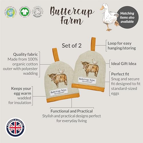 Cooksmart Buttercup Farm - Confezione da 2 portauovo, design britannico, per uova di tutte le dimensioni, design moderno