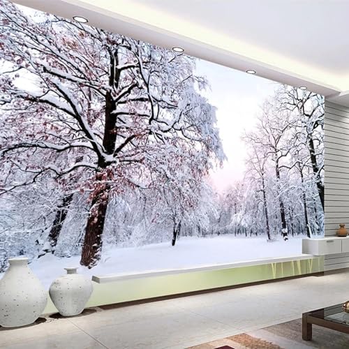 Papier peint mural autocollant PVC 3D forêt neige chambre salon