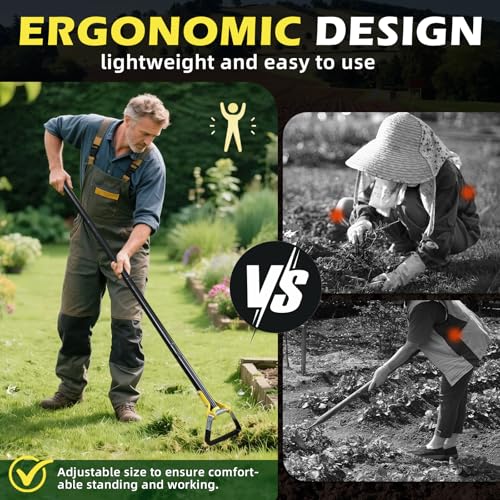 THANKSFINE Stirrup Hoe,Effcient Scuffle Hoes with Sharp Blade,Adjustable Long-Handle Scuffle Hoe Garden Tool with 30-54 Inch,Action Hoe,Hula Hoes Garden Tool for Raised beds,Vegetable and Flower beds by THANKSFINE - Image 4