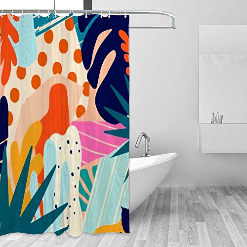 Rideau de douche polyester anti-moisissure motif jungle tropicale ourson - 5