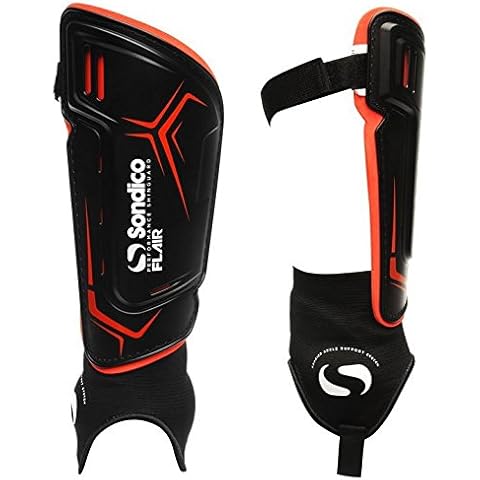 Sondico Flair Ankle Shinguards Football Training Sports Protection Accessories Black/Red Youths (S) Cover