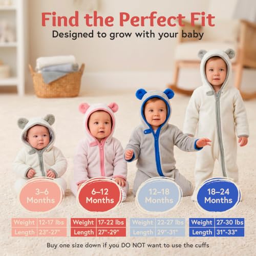 Image of Baby Deedee Bunting Teddy, Sherpa Hooded Teddy Ears Diaper Zip