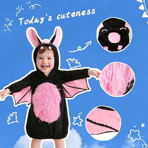 VZQI Baby Unisex Plush Animal Outfit Toddlers and Kids Bat Sleeveless Hooded Dress3
