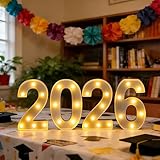 ZUOKEMY LED Marquee Number 2026 Sign - Light Up 2026 Numbers for New Year Eve Party Decorations, Christmas, Graduation & Festive Gatherings | Battery Powered, Freestanding Photo Backdrop (White)