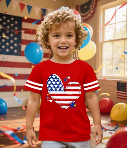 Image of Girls 4th of July Shirt Kids USA Shirts American Flag Tshirt Girls Boys Patriotic T Shirt Independence Day Tee Tops
