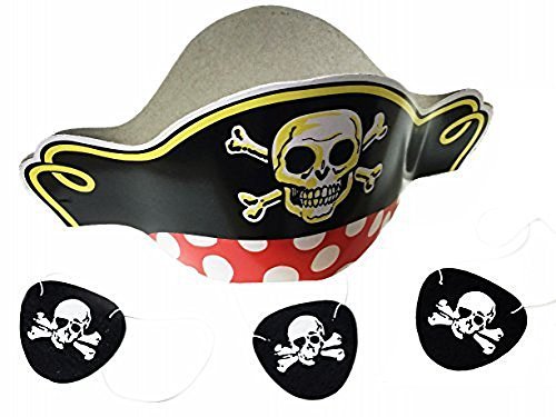GiftExpress Pirate Hats and Pirate Eye Patches 1 dozen/Pirate Costume/Pirate Party Supplies