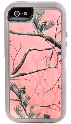 Huaxia Datacom Heavy Dtuy Shockproof Dirtproof Defender Military Hybrid Impact Case for Apple iPhone 5S (not for iPhone 5/5C) - Pink Tree on White Core