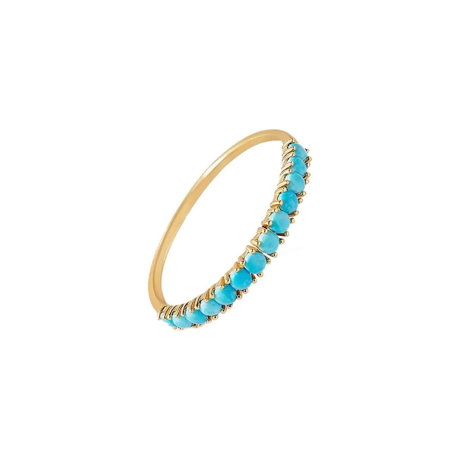 Daesar Anillo Boda de Mujer con Redondo con Turquesa, Oro Amarillo 9K/14K/18K, Anillo Alianzas Oro