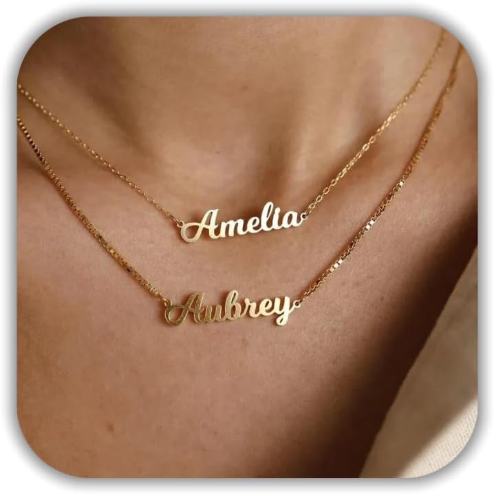 Collar de nombre personalizado para mujeres, Collar de nombre múltiple personalizado 1-4 nombres, Collar de nombre familiar de acero inoxidable chapado en oro de 18 quilates, Regalo de joyería personalizado hecho a mano para mamá esposa novia hermana