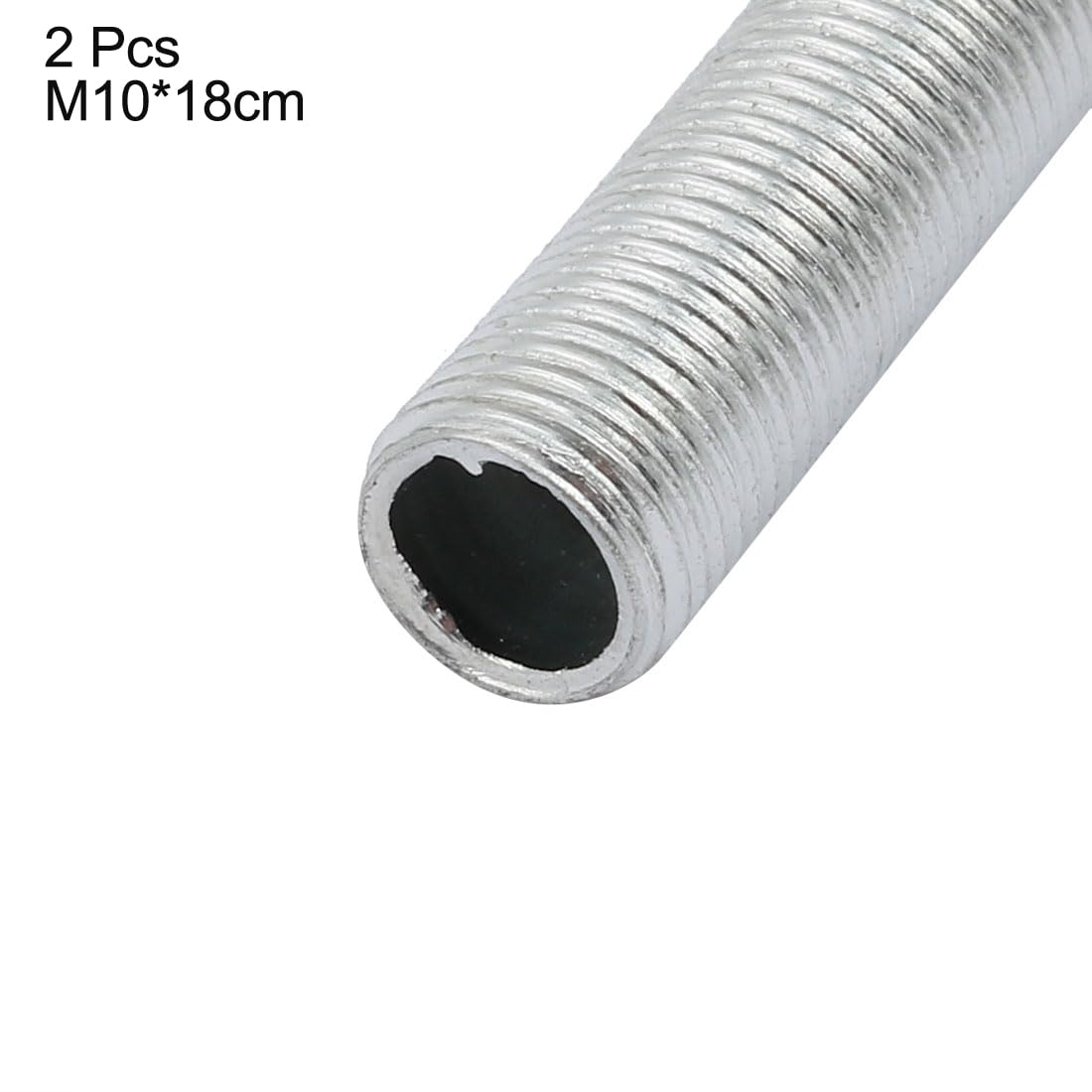 uxcell Lamp Pipe Nipple, M10 Thread 180mm Length Hollow Lamps Repair Part Hardware for Lamp Lights, Zinc Plated Silver Tone, Pack of 2