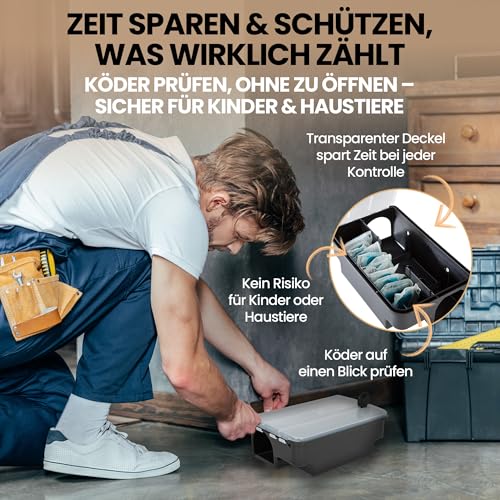 Köder-Discount Rattenfalle für Giftköder (Köder nicht enthalten) – 2 Abschließbare Rattenköderboxen mit Klarem Deckel zur sicheren Auslage… – Ansicht 3
