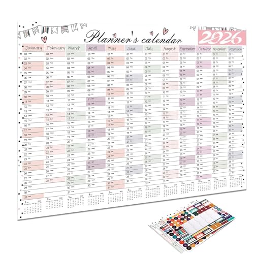 Poster Calendar - 2026 Wall Calendar Large, With Stickers Smooth Writing Schedule, 2026 Wall Calendarr 12 Month Planner For Home
