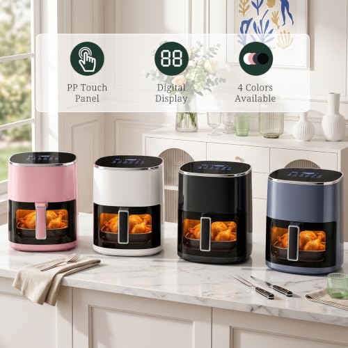 Image of Air Fryer, 6QT Airfryer with Viewing Window, 12-in-1 Digital Air Fryer Oven, 400F Fast Heating, Nonstick & Dishwasher Safe Square Basket, Air Fry, Roast, Bake, Reheat, Dehydrate for Family Meals