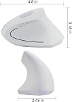Ergonomic Mouse, Vertical Wireless Mouse 2.4GHz Optical Cordless Computer Mice with USB Receiver 800/1200 / 1600 DPI, 6 Buttons for Laptop PC Desktop MacBook(White)