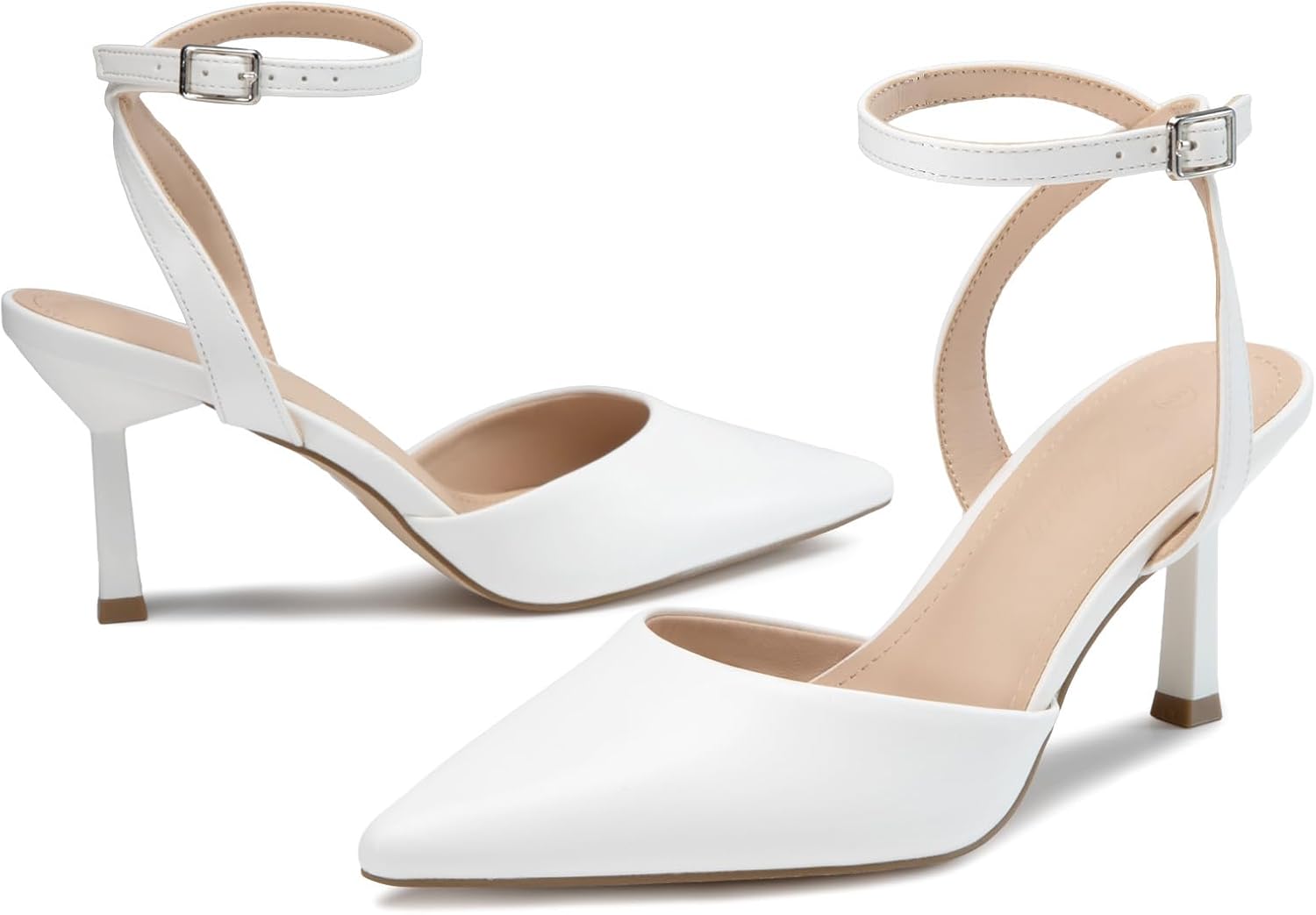 Athlefit Women's Closed Pointed Toe 3 Inch High Heels Ankle Strap Stiletto Heel Wedding Party Dress Pumps Shoes