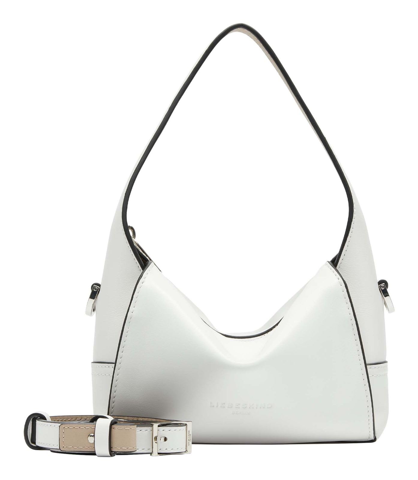 LIEBESKIND BERLIN Leather handbag cross body bag Lou 2 Calf Optic Hobo Bag Arctic white