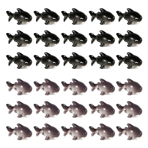 60pcs Mini Resin Sharks, Miniature Shark Figurines Cute Small Shark Figures Miniature Ocean Animals Tiny Shark Figurines DIY Accessories for Potted Plants Garden Tank Decor (Black, Gray)