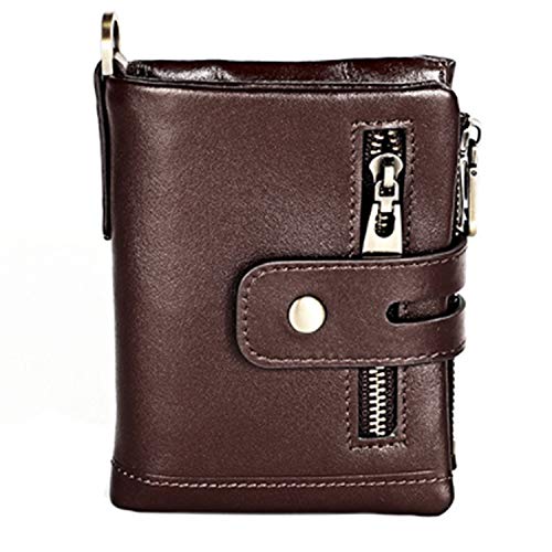 Vintage Women's RFID Blocking Leather Wallet small Chain (Coffee)3