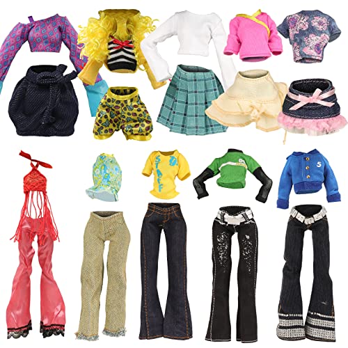 10 Sets Doll Clothes Casual Tops Pants for 11 inch Monster Girl Doll